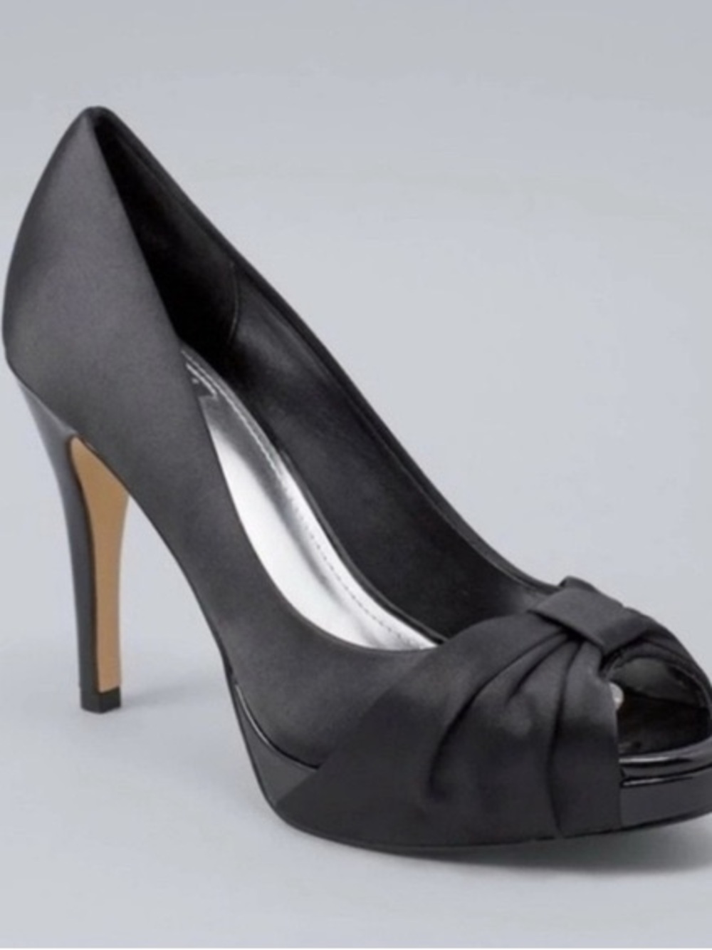 White House Black Market Ray Open Toe Satin Platform Heels